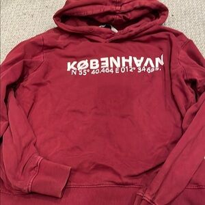 Solid Red Sweatshirt Hoodie Casual Top